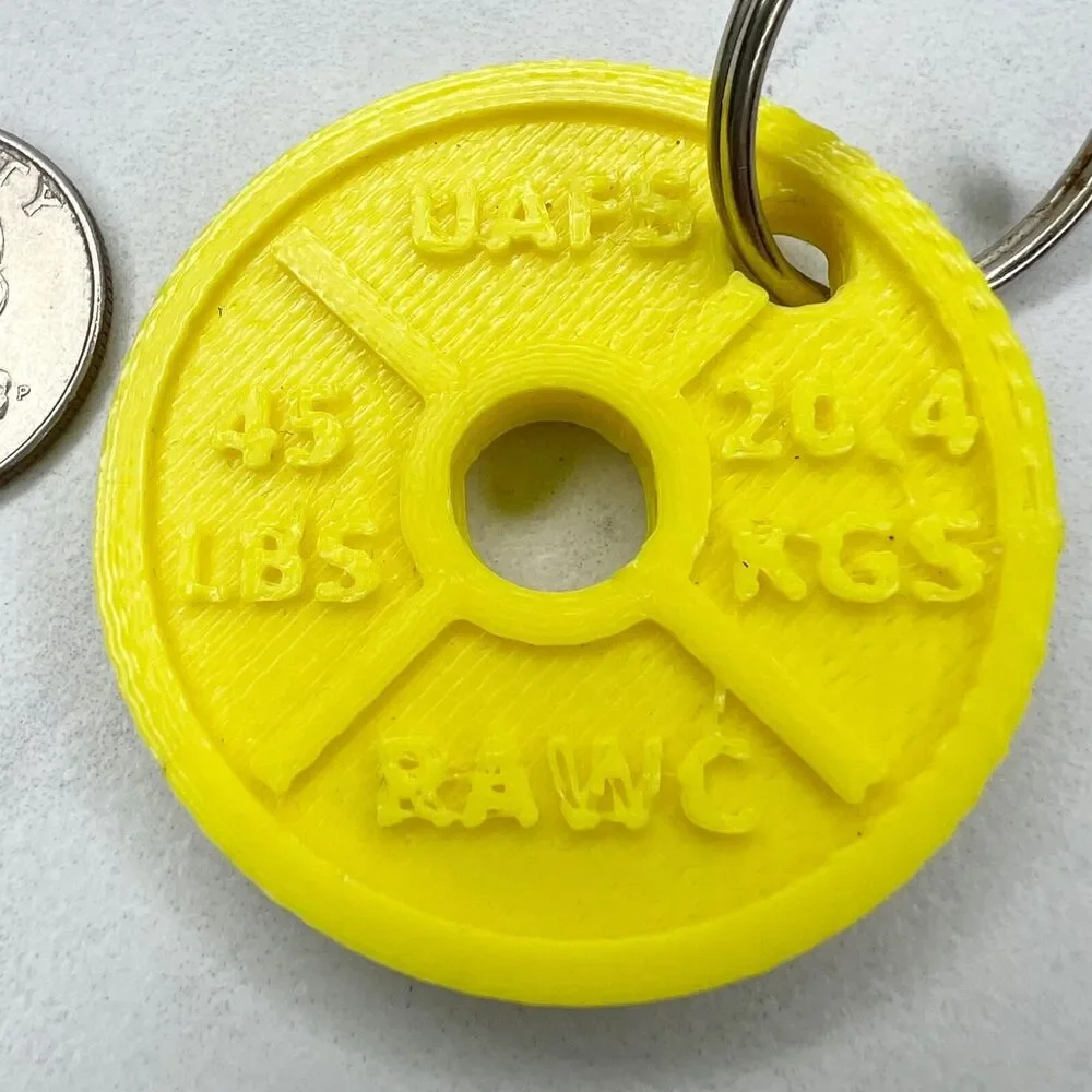 45 Lbs Weight Plate 3D Printed Keychain Keyring